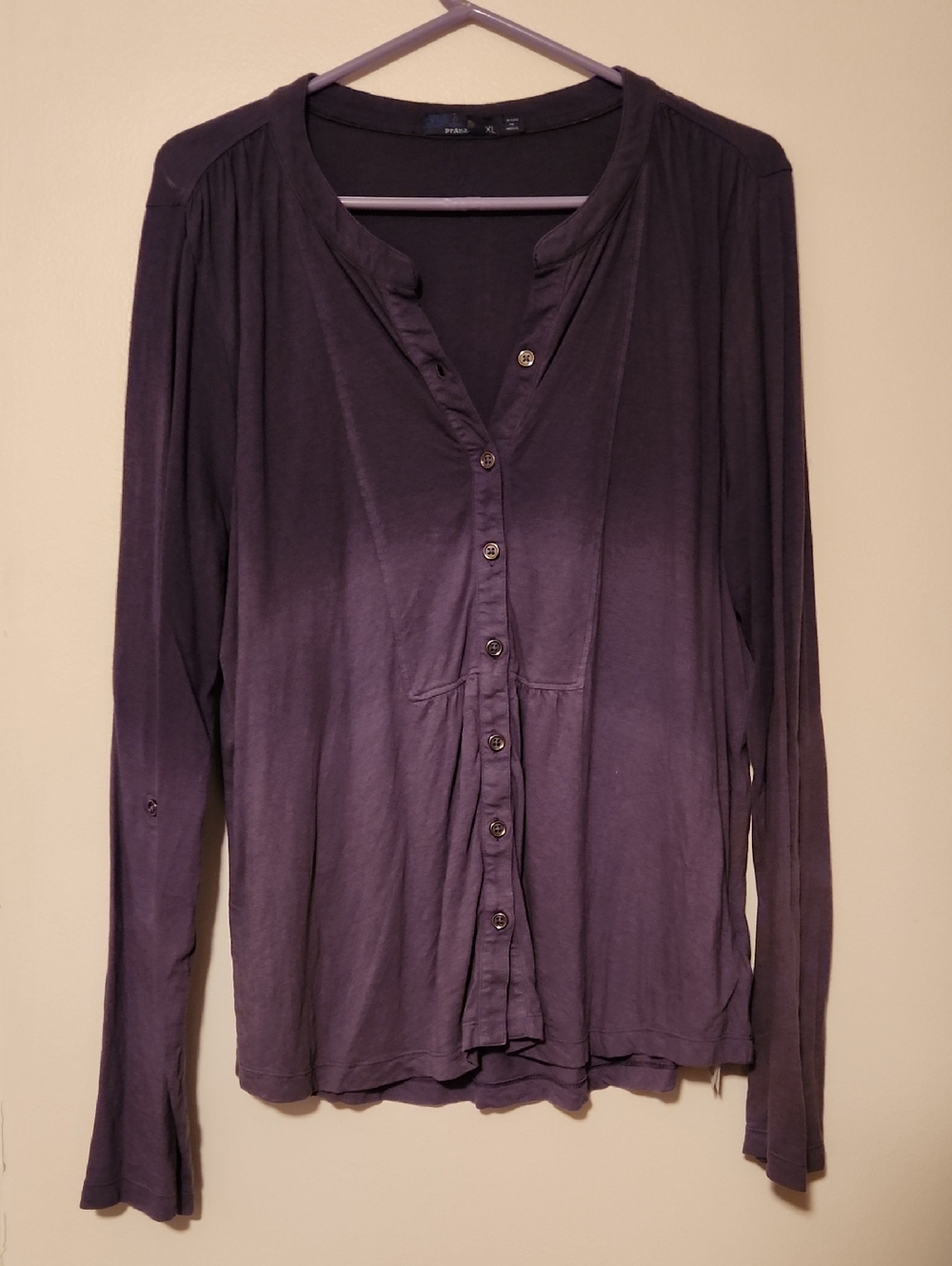 Prana Hombre Plum Button-Down Long Sleeve Top